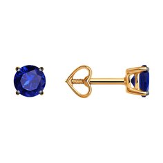 Серьги пусеты из красного золота Diamant 51-222-02297-1, сапфир