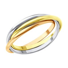 Кольцо тринити из красного/белого/желтого золота р. 21,5 Diamant 51-111-02298-1