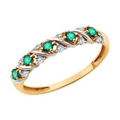 Кольцо из красного золота р. 17 Diamant 51-210-02372-1, бриллиант/изумруд