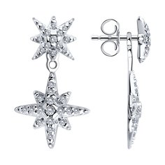 Серьги джекеты из серебра SOKOLOV 94026400, фианит