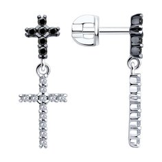 Серьги подвески из серебра SOKOLOV 94026449, фианит