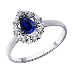 Кольцо из белого золота р. 17 Diamant 52-210-01948-1, бриллиант/сапфир