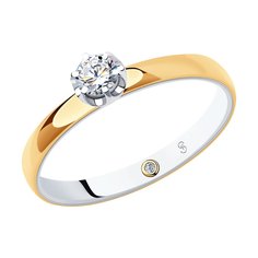 Кольцо помолвочное из красного золота/белого золота р. 15,5 SOKOLOV 1014111-01, бриллиант