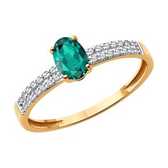 Кольцо из красного золота р. 18,5 Diamant 51-210-02312-2, бриллиант/изумруд