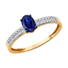 Кольцо из красного золота р. 18 Diamant 51-210-02312-1, бриллиант/сапфир