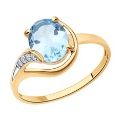 Кольцо из красного золота р. 19,5 Diamant 51-310-01561-2, фианит/топаз