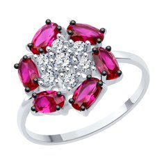 Кольцо из серебра р. 18 SOKOLOV 84010035, корунд искусственный/фианит