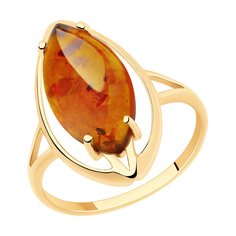 Кольцо из красного золота р. 20,5 Diamant 51-310-00771-1, янтарь