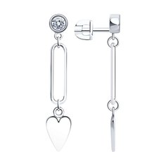 Серьги подвески из серебра SOKOLOV 94025951, фианит