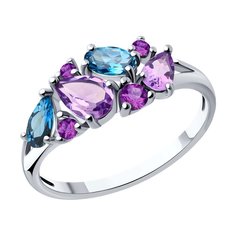 Кольцо из серебра р. 17 SOKOLOV 92014288, фианит/топаз/аметист