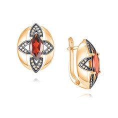 Серьги из красного золота ADAMAS 24040898/01-А50Ч-435, бриллиант/гранат АДАМАС