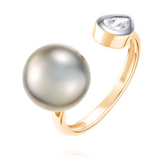 Кольцо разъемное из красного золота р. 17,5 ADAMAS 14040930/01-А50Д-771, жемчуг/фианит АДАМАС