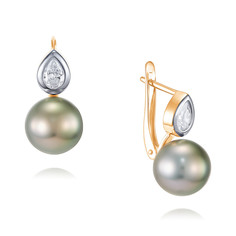 Серьги из красного золота ADAMAS 24040930/01-А50Д-771, жемчуг/фианит АДАМАС