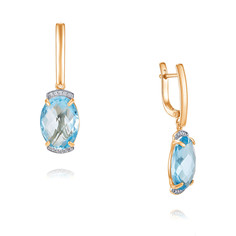 Серьги подвески из красного золота ADAMAS 24040935/01-А50Д-659, топаз/фианит АДАМАС