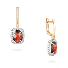 Серьги подвески из красного золота ADAMAS 24040936/01-А50Д-655, гранат/фианит АДАМАС