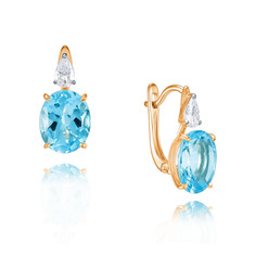 Серьги из красного золота ADAMAS 24040941/01-А50Д-659, топаз/фианит АДАМАС