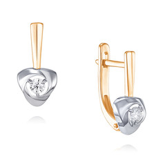 Серьги из красного золота ADAMAS 24040903/01-А50Д-41, бриллиант АДАМАС