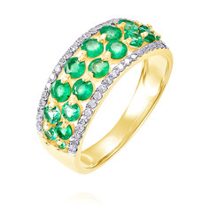 Кольцо из желтого золота р. 19,5 ADAMAS 14040718/01-А55Д-433, изумруд/бриллиант АДАМАС