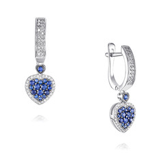 Серьги подвески из белого золота ADAMAS 24040904/01-А51ДЧ-432, бриллиант/сапфир АДАМАС