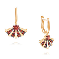Серьги подвески из красного золота ADAMAS 24040908/01-А50Ч-655, гранат АДАМАС