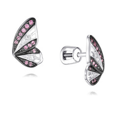 Серьги пусеты из белого золота ADAMAS 21040913/01-А51ДЧ-451, бриллиант/сапфир АДАМАС