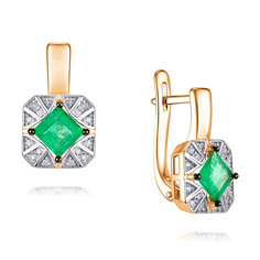 Серьги из красного золота ADAMAS 24040769/01-А50ДЧ-433, бриллиант/изумруд АДАМАС