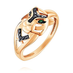 Кольцо из красного золота р. 19 ADAMAS 14040523/01-А50Ч-484, бриллиант/изумруд АДАМАС