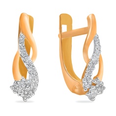 Серьги из красного золота 585Gold 302006339, фианит