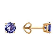 Серьги пусеты из красного золота Diamant 51-222-02297-2, танзанит