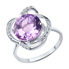 Кольцо из серебра р. 18,5 Diamant 94-310-01920-1, фианит/аметист