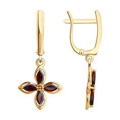 Серьги подвески из красного золота Diamant 51-321-02446-2, гранат