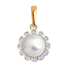 Кулон из красного золота Diamant 51-230-02036-1, бриллиант/жемчуг