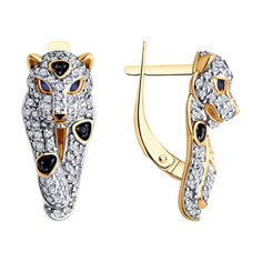 Серьги из красного золота SOKOLOV 728589, корунд/фианит/эмаль/шпинель