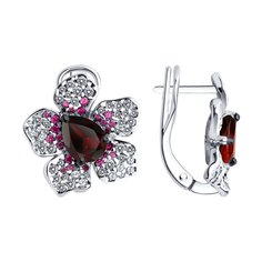 Серьги из серебра SOKOLOV 92022987, корунд/фианит/гранат