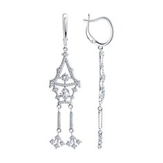 Серьги подвески из серебра SOKOLOV 94026478, фианит