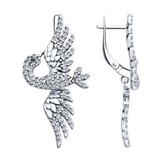 Серьги подвески из серебра SOKOLOV 94026471, фианит