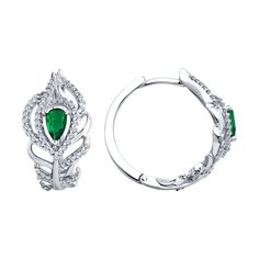 Серьги конго из серебра SOKOLOV 94026502, фианит