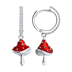 Серьги подвески из серебра SOKOLOV 94026608, фианит/эмаль