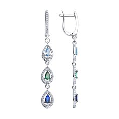 Серьги подвески из серебра SOKOLOV 94026640, фианит