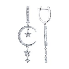 Серьги подвески из серебра SOKOLOV 94026649, фианит