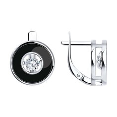 Серьги из серебра Diamant 94-120-01855-1, фианит/эмаль