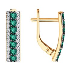 Серьги из красного золота Diamant 51-220-02358-2, бриллиант/изумруд