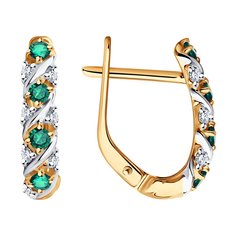 Серьги из красного золота Diamant 51-220-02372-1, бриллиант/изумруд