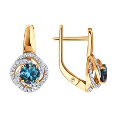Серьги из красного золота Diamant 51-220-02338-1, бриллиант/александрит искусственный