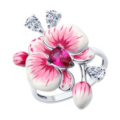 Кольцо из серебра р. 18 SOKOLOV 94014144, корунд/фианит/эмаль