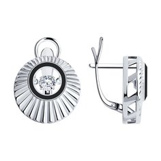 Серьги из серебра Diamant 94-120-01875-1, фианит/эмаль