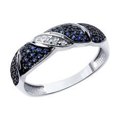 Кольцо из белого золота р. 18,5 SOKOLOV 71-00308-3, бриллиант/корунд