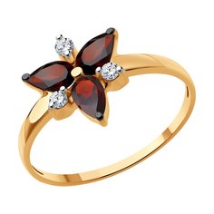 Кольцо из красного золота р. 17,5 Diamant 51-310-02329-3, фианит/гранат