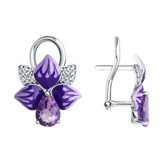 Серьги из серебра SOKOLOV 92022995, фианит/эмаль/аметист