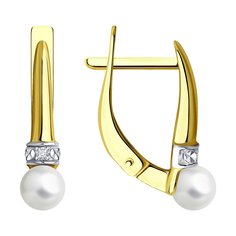 Серьги из желтого золота Diamant 53-220-01828-1, бриллиант/жемчуг
